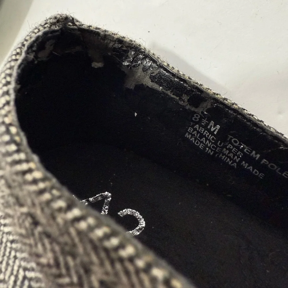 A2 by Aerosoles Black White Herringbone‎ Low Wedge Heel Bow Sz 8.5 Preppy Office